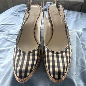 STUART WEITZMAN Gingham Round
Toe Pumps Espadrilles Wedges!! Clean! Good confirm